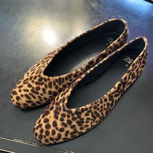 Zara hair calf ballet flats 42/11.5 black, brown,camel